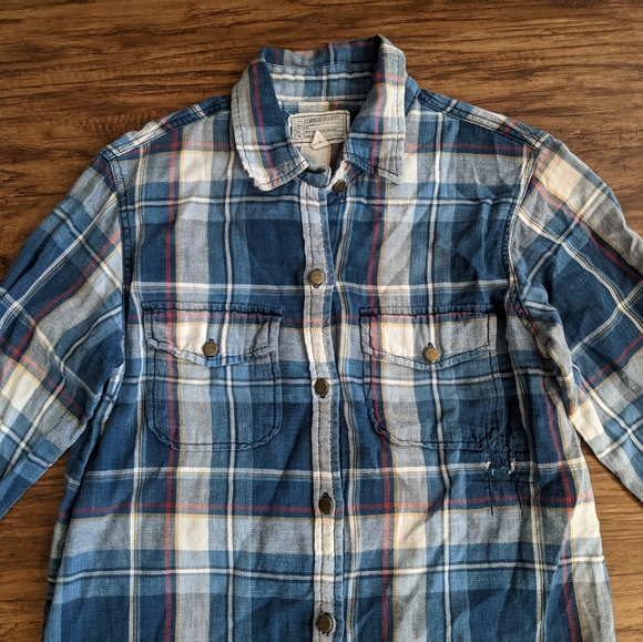 Current Elliott Multi color Flannel Long Sleeve Button Down Shirt - Picture 2 of 13